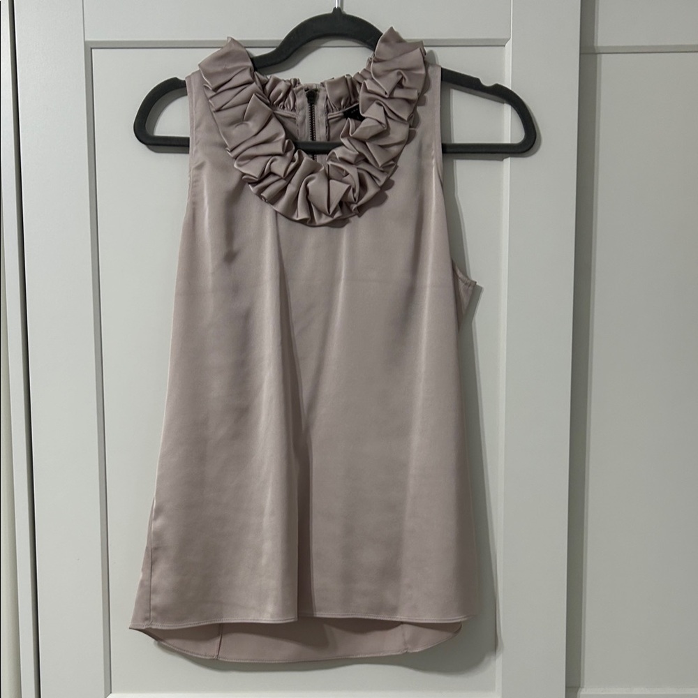 Ann Taylor Ruffled Sleeveless Blouse - Cream